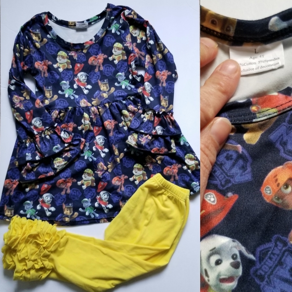 EUC Paw Patrol 4T Boutique Ruffle Set